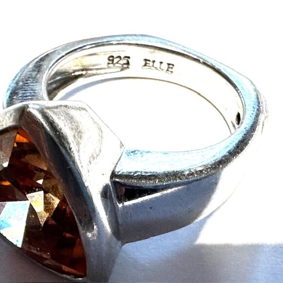 Elle Sterling Silver & Monster Topaz Ring with Signature Ruby Accent — EUC - Picture 6 of 12